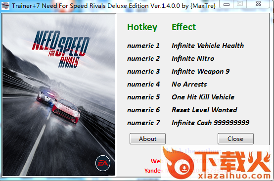 极品飞车18宿敌七项修改器 v1.4 绿色版 截图1
