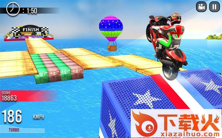 蜘蛛侠摩托车特技(GT Mega Ramp Bike Stunts Free)截图1